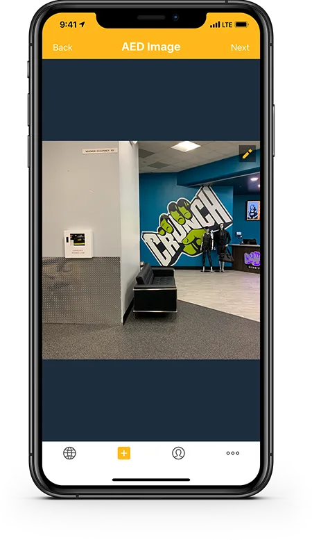 Adding a photo to show AEDs in the context of their surroundings so they’re easier to locate in an emergency.